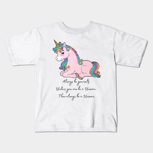 Cute Little Unicorn With Rainbow Hair Kids T-Shirt